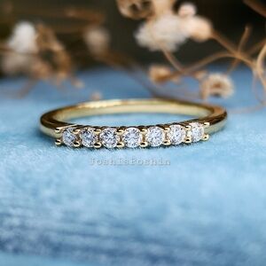 Dainty moissanite ring band in 18K gold over sterling silver